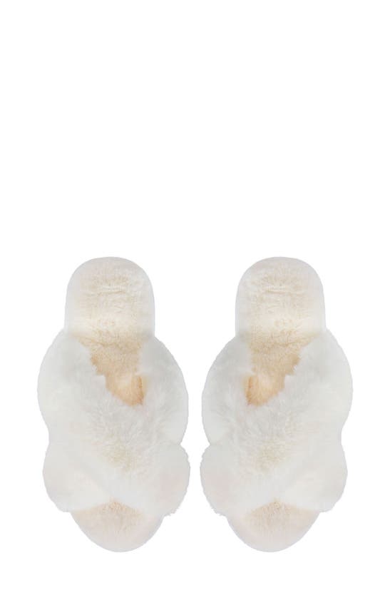 Memoi Beverly Faux Fur Memory Foam Slipper In Ivory