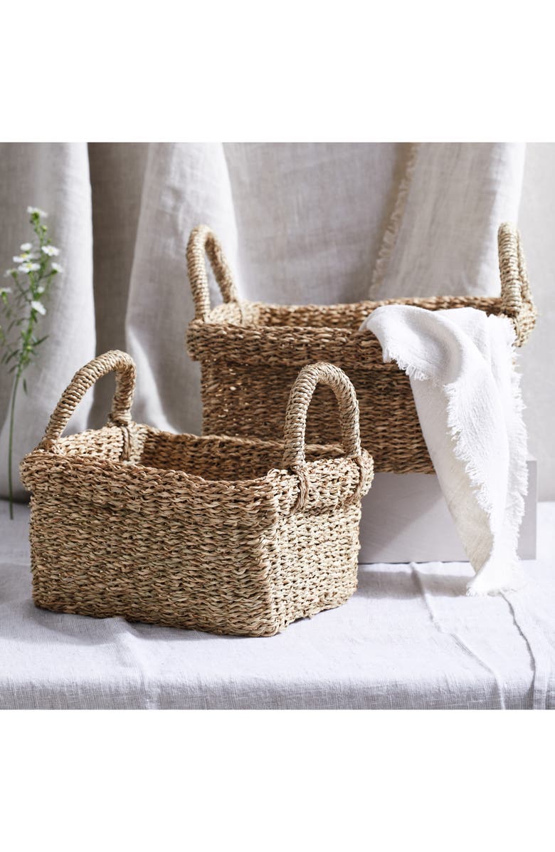 THE WHITE COMPANY Set of 2 Rectangular Seagrass Baskets, Main, color, NATURAL
