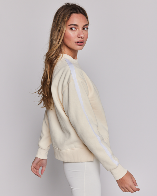 Rebody Active Sideline Fleece Sweatshirt In Bone/white