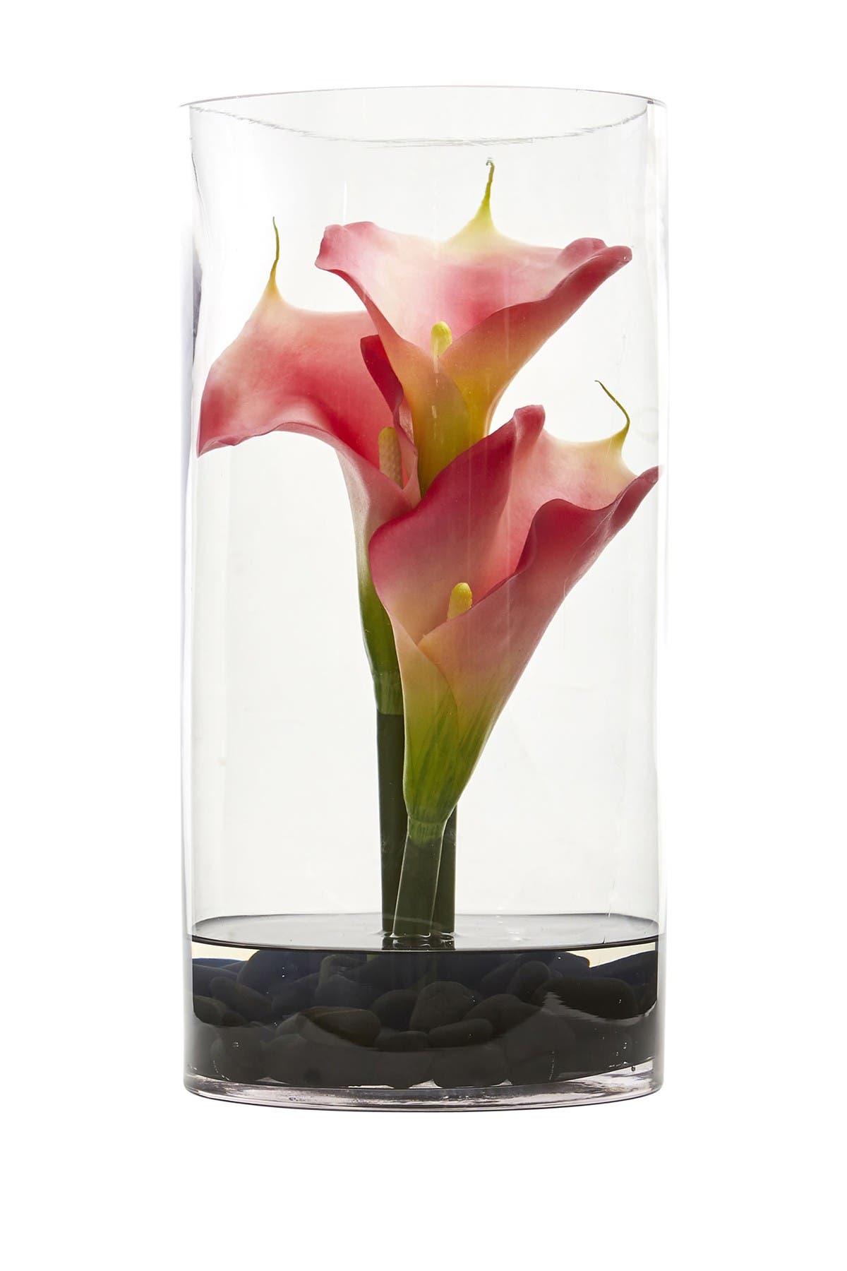Nearly Natural 12" CALLA LILY ARTIFICIAL ARRANGEMENT IN CYLINDER GLASS VASE