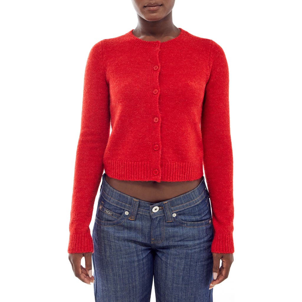 BDG Urban Outfitters Cozy Crewneck Cardigan in Red