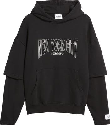 Black oversized NYC layered pull-over hoodie sweatshirt – KROST