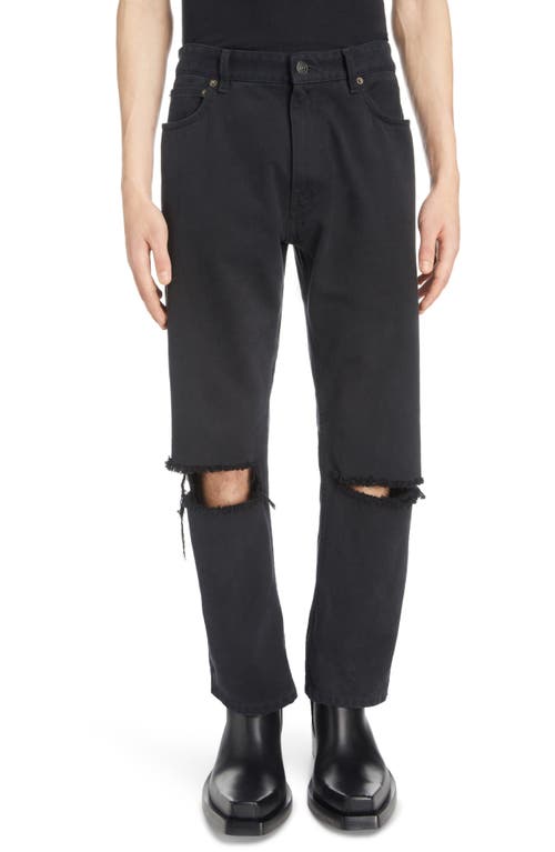 Balenciaga Destroyed Loose Fit Jeans Pitch Black at Nordstrom,