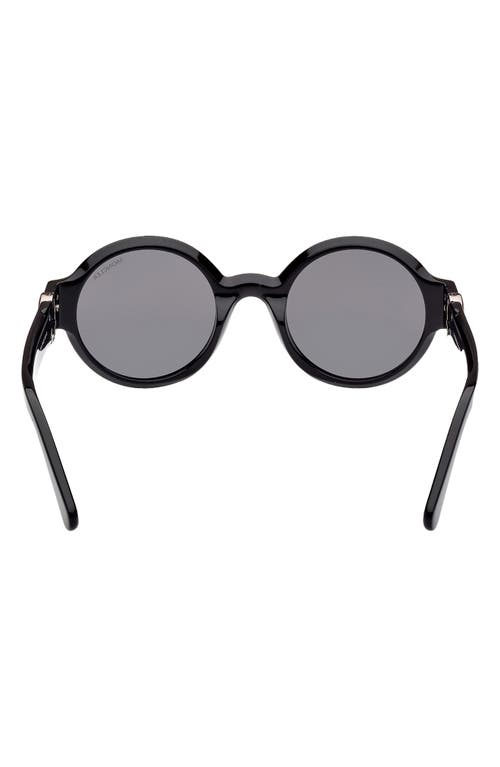 Shop Moncler 51mm Round Sunglasses In Black/gunmetal/smoke