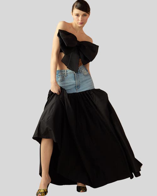 Shop Cynthia Rowley Denim Taffeta Skirt In Black