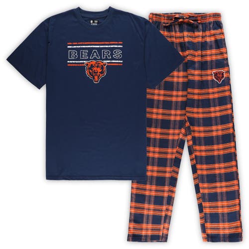 Men's Concepts Sport Navy/Orange Chicago Bears Big & Tall Flannel Sleep Set
