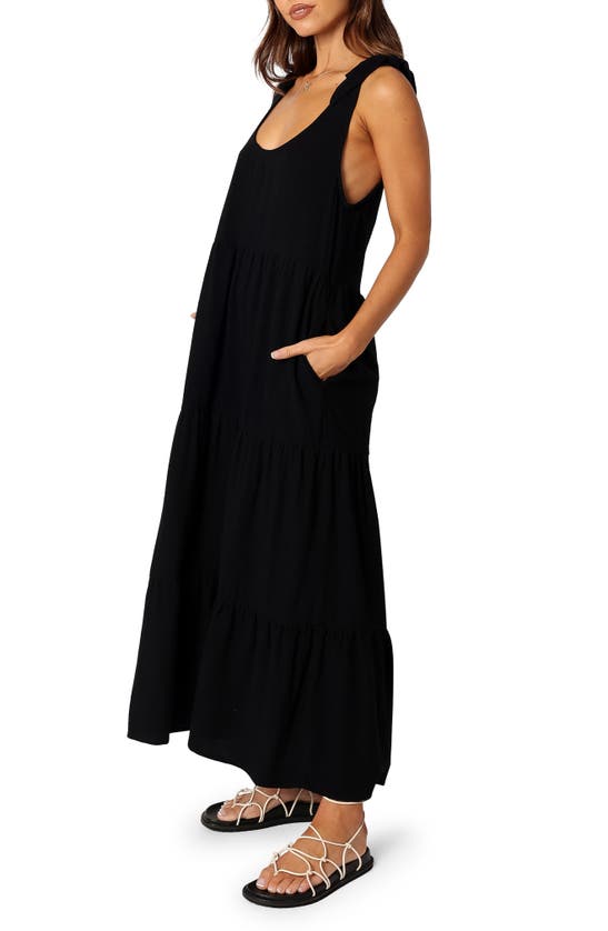 Petal And Pup Marcy Linen Midi Dress In Black