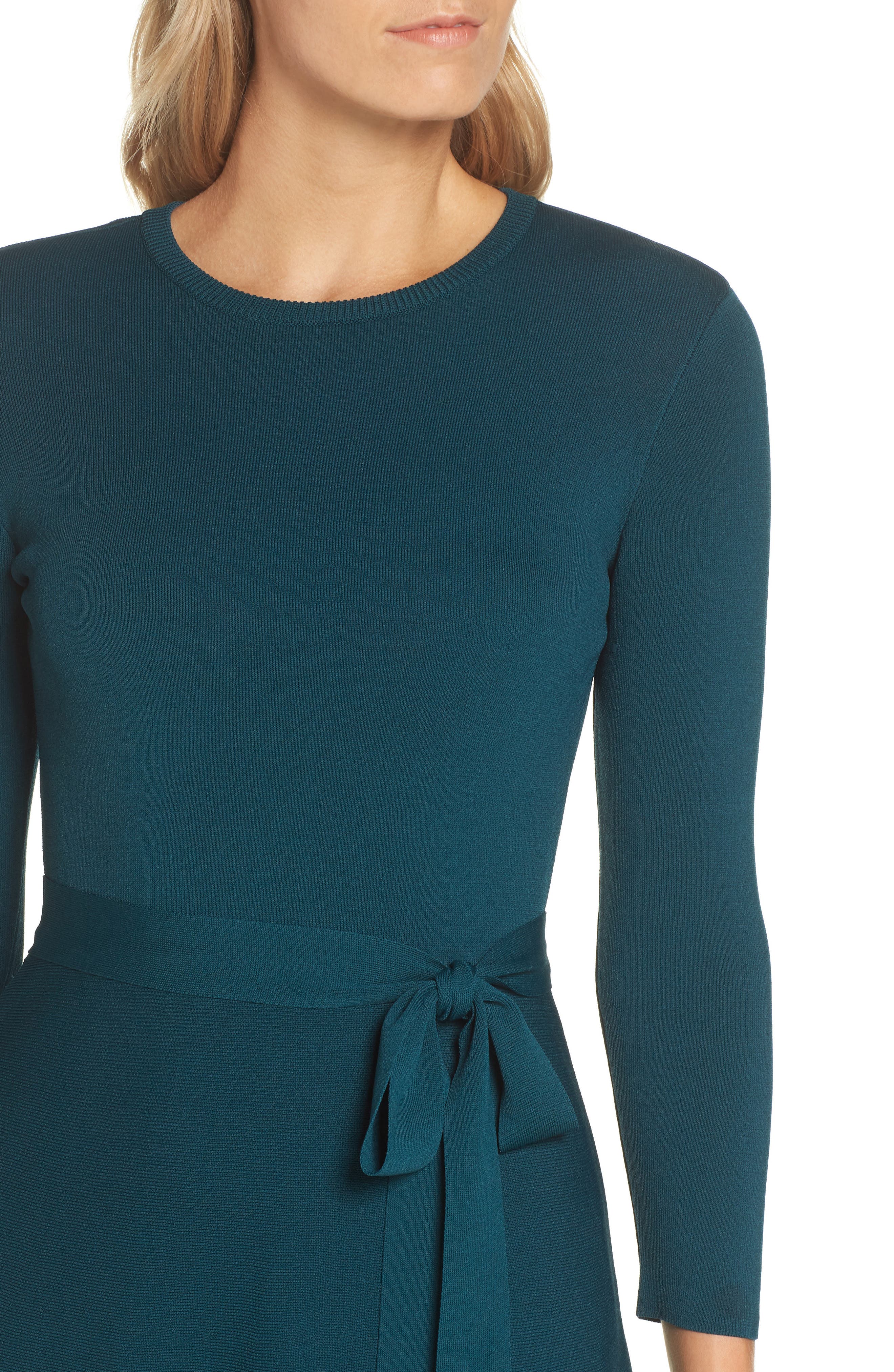 eliza j fit and flare sweater dress spruce