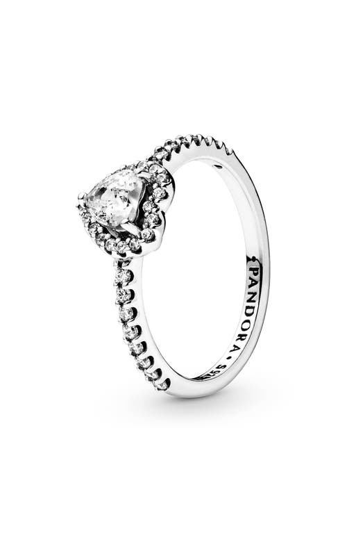 PANDORA Elevated Heart Ring in Silver at Nordstrom, Size 4.5