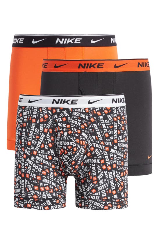 Nike Dri-fit Essential Assorted 3-pack Stretch Cotton Boxer Briefs In Orange