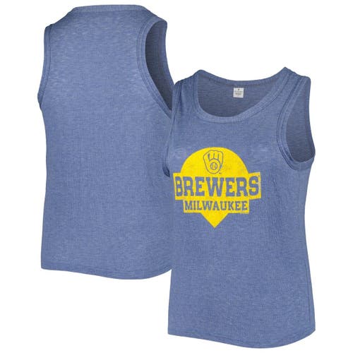 Women's Soft as a Grape Navy Milwaukee Brewers Plus Size High Neck Tri-Blend Tank Top