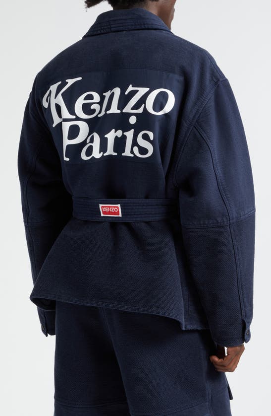 Shop Kenzo Verdy Logo Cotton Judo Jacket In Midnight Blue