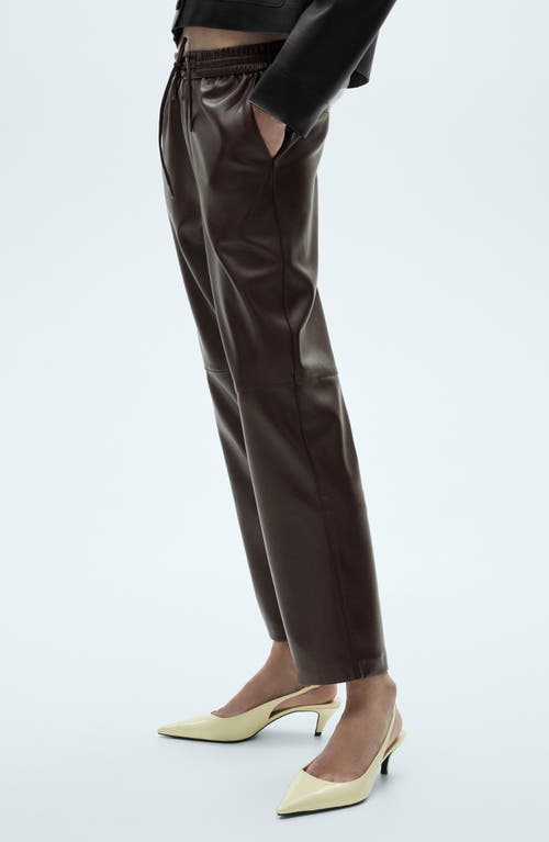 MANGO MANGO FAUX LEATHER DRAWSTRING PANTS 