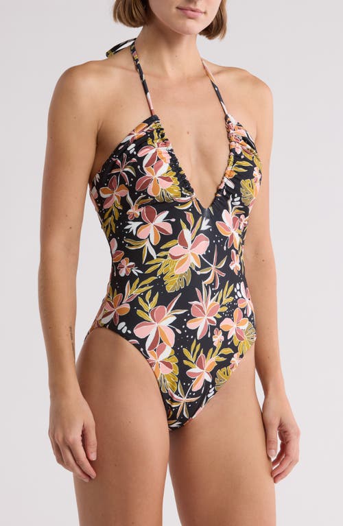 Volcom Fronds Forever One-Piece Swimsuit in Black Multi 