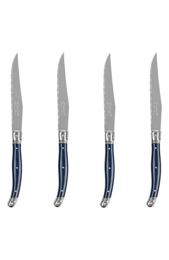 French Home Set Of 4 Laguiole Connoisseur Steak Knives In Navy Blue
