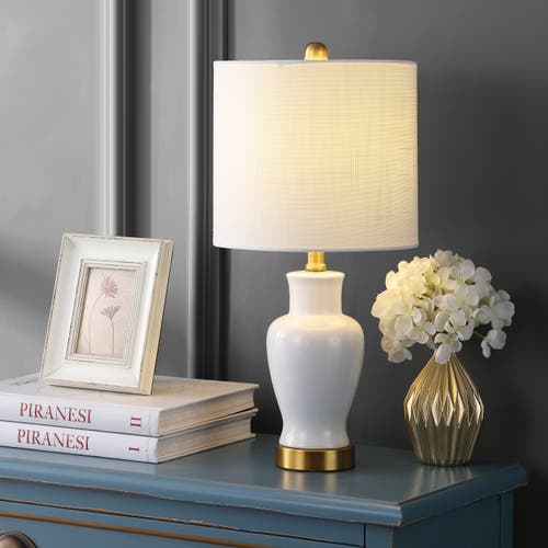 Jonathan Y Chi Ceramic/iron Modern Classic Led Table Lamp In White