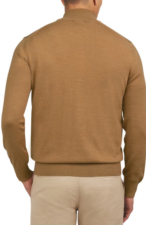 Shop Ben Sherman Regular Fit Half Zip Merino Wool Blend Sweater In Light Brown