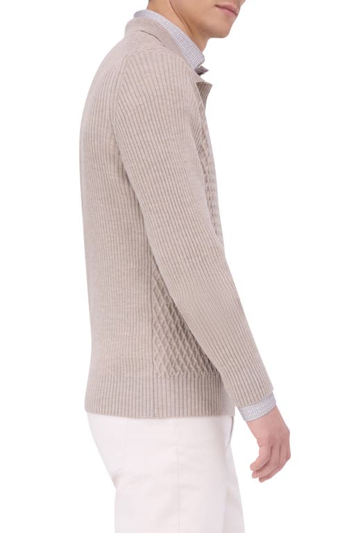 Shop Bugatchi Merino Wool Johnny Collar Sweater In Willow