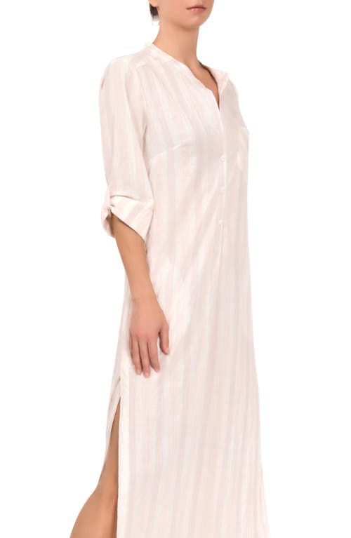 Everyday Ritual Tracey Stripe Cotton Nightgown In Strawberry Stripe