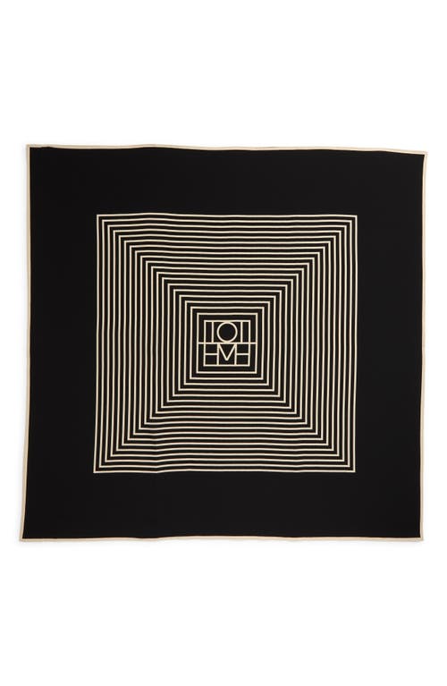 Totême Centered Monogram Silk Scarf Black In Black Monogram