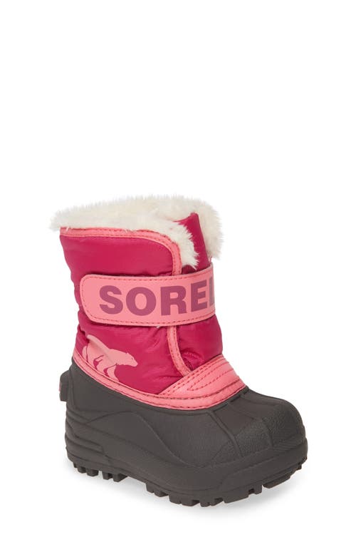 Sorel Kids' Snow Commander Insulated Waterproof Boot In Tropic Pink/deep Blush