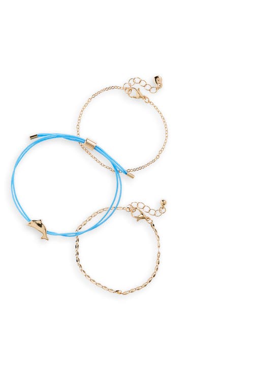 Set of 3 Bracelets in Gold- Blue