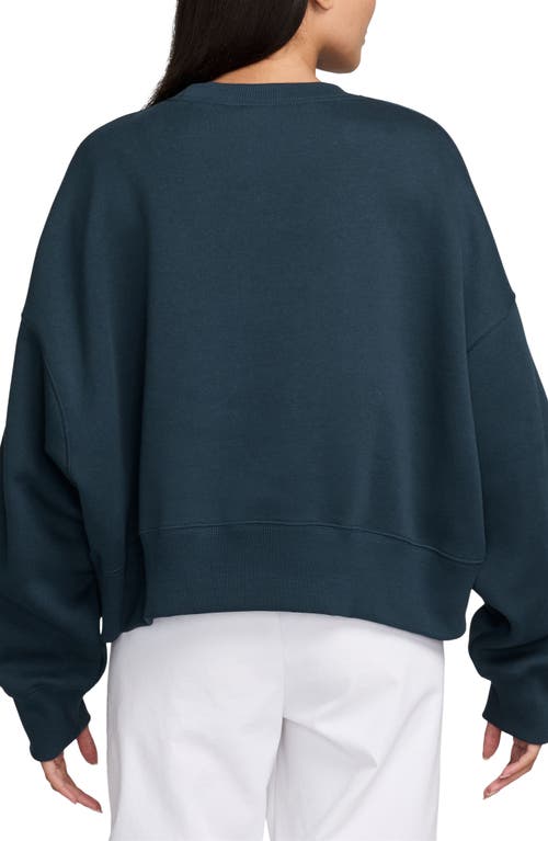 Nike Phoenix Oversize Logo Fleece Sweatshirt In Armory Navy/photon Dust