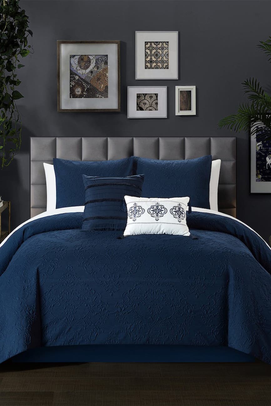 Chic Home Bedding Magna Embossed Scroll Medallion Design King