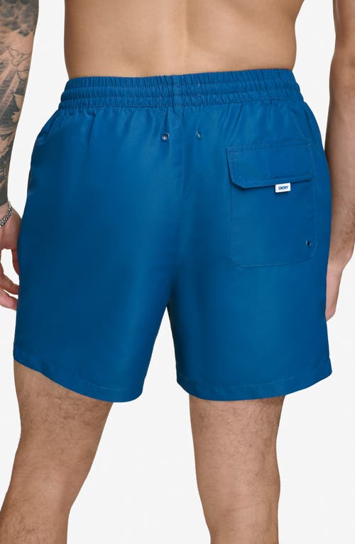 Dkny Core Solid Swim Trunks In Poseidon