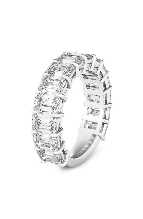 HauteCarat Emerald Cut Lab Created Diamond Eternity Ring in 18K White Gold