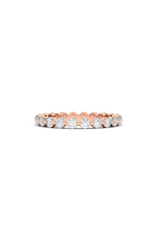 Lab Created Diamond Single Prong 18K Gold Eternity Band Ring in Rose Gold