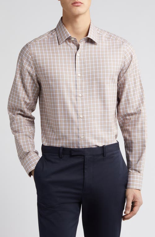 Dobby Check Button-Up Shirt in Fossil