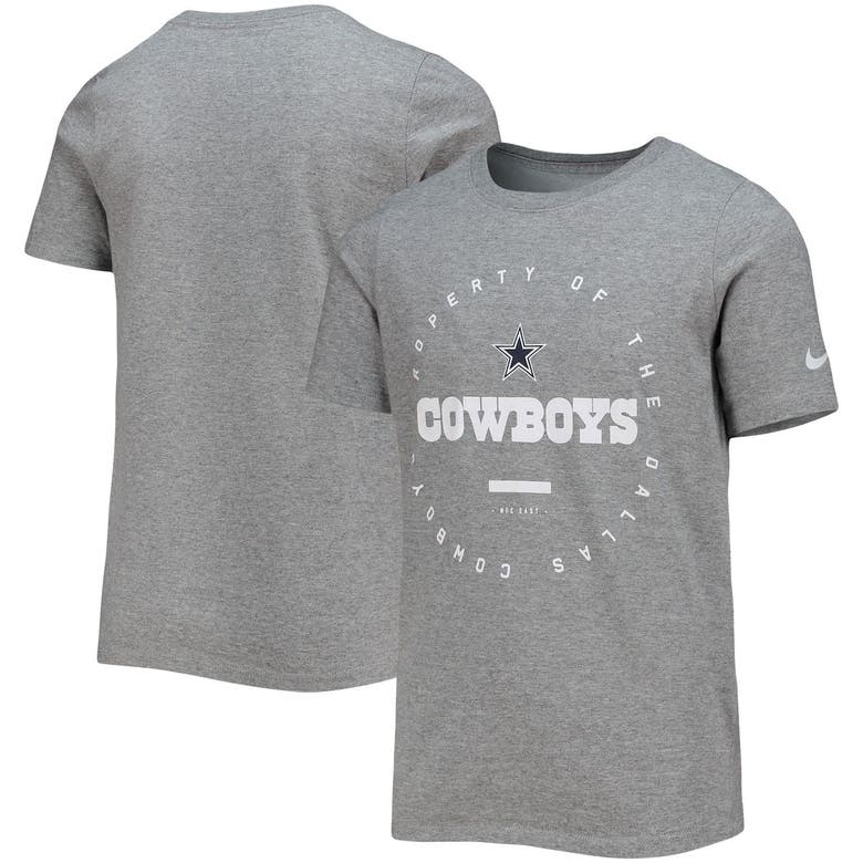 Nike Kids' Youth  Heathered Gray Dallas Cowboys Facility Performance T-shirt In Heather Gray