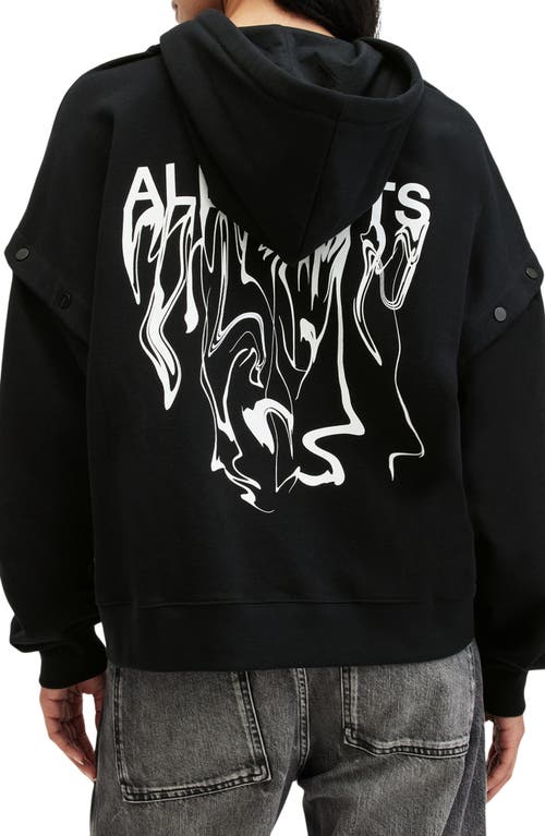 Shop Allsaints Inksaints Amphia Cotton Graphic Hoodie In Black