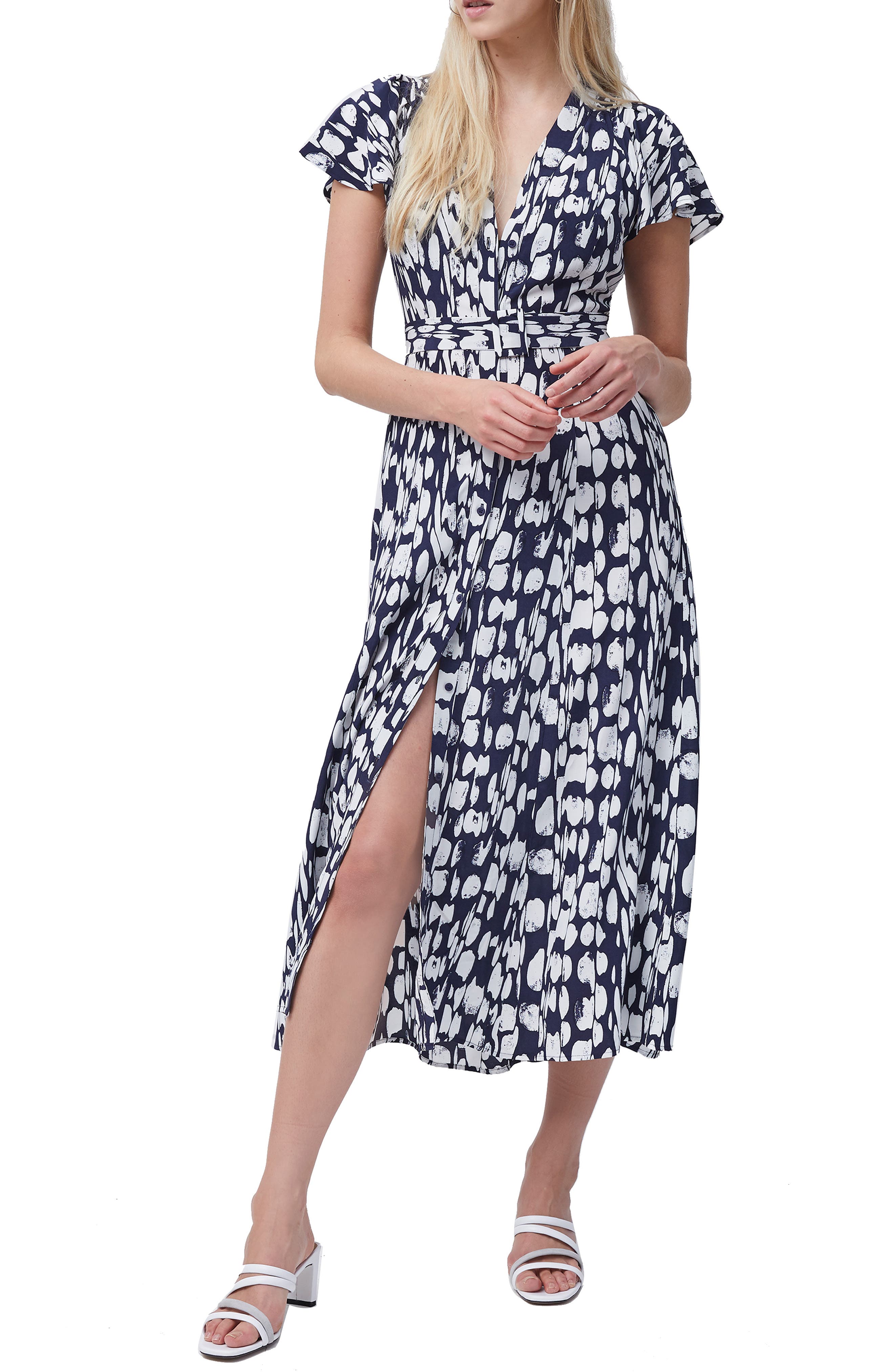 french connection islanna crepe printed midi dress