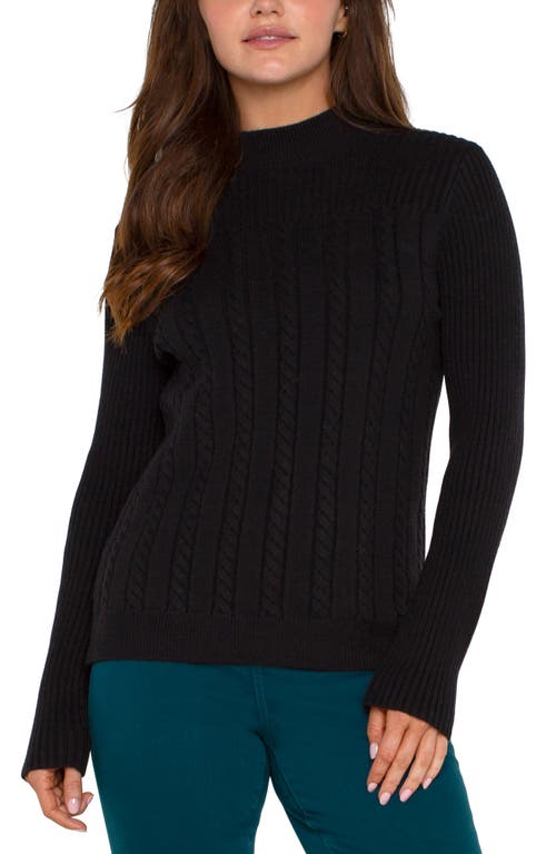 Shop Liverpool Mock Neck Cable Sweater In Black