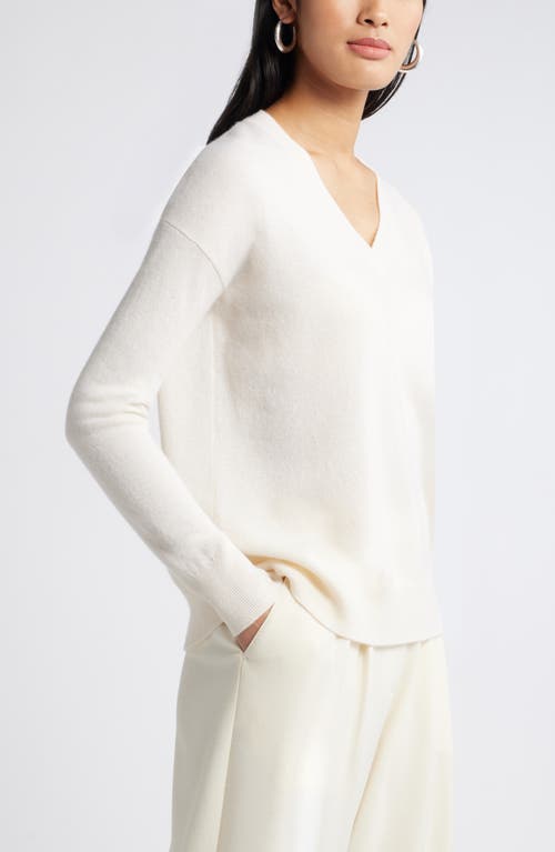 Shop Nordstrom V-neck Cashmere Sweater In Ivory Pristine