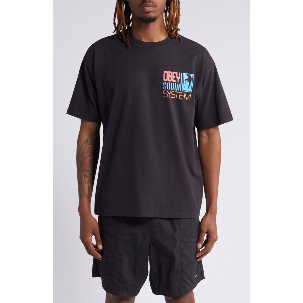 Obey Sound System Graphic T-shirt In Vintage Black