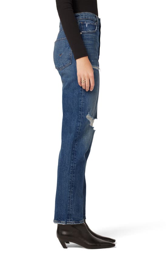 Hudson Jade Ripped High Waist Straight Leg Jeans In Asteroid