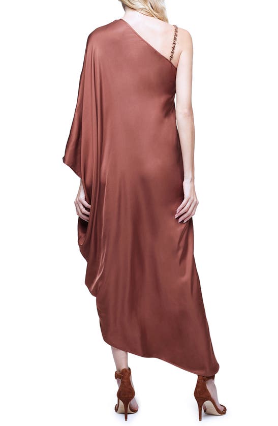 Shop L Agence Kerry Kaftan Asymmetric One-shoulder Dress In Hickory