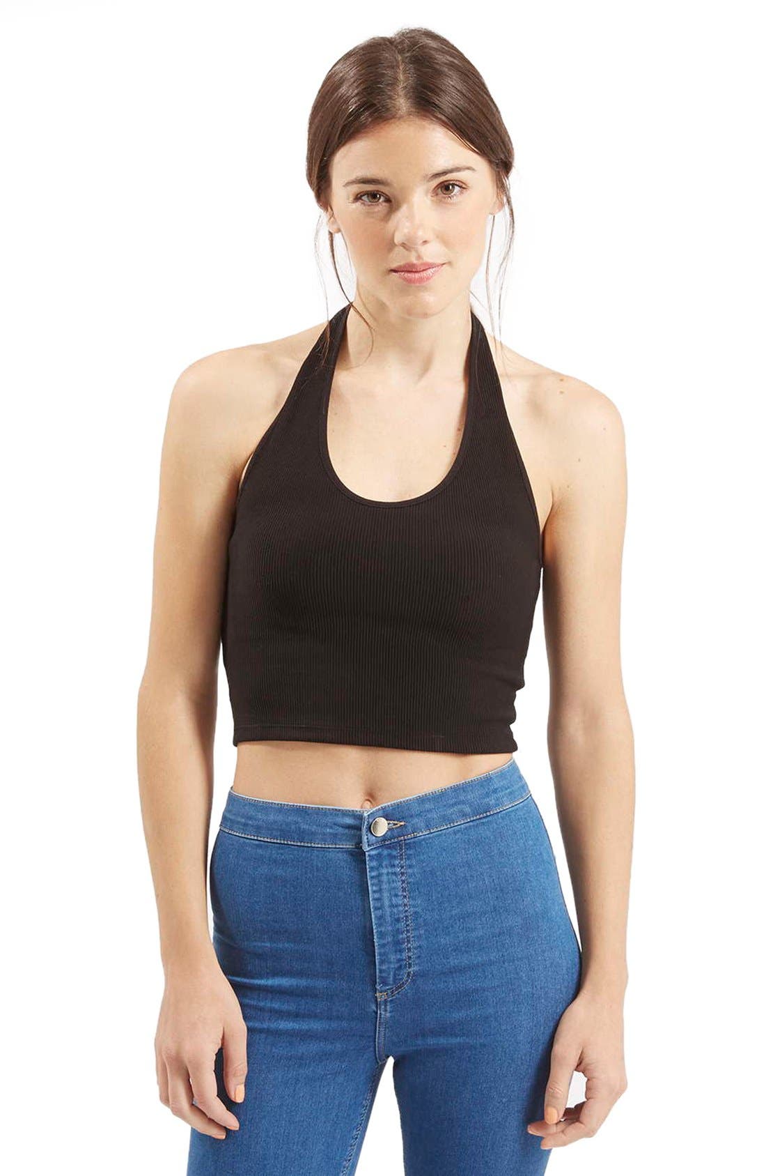 Ribbed Halter Crop Top (Petite) Nordstrom