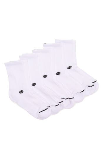 Z By Zella Athletic Demi 5-pack Crew Socks In White