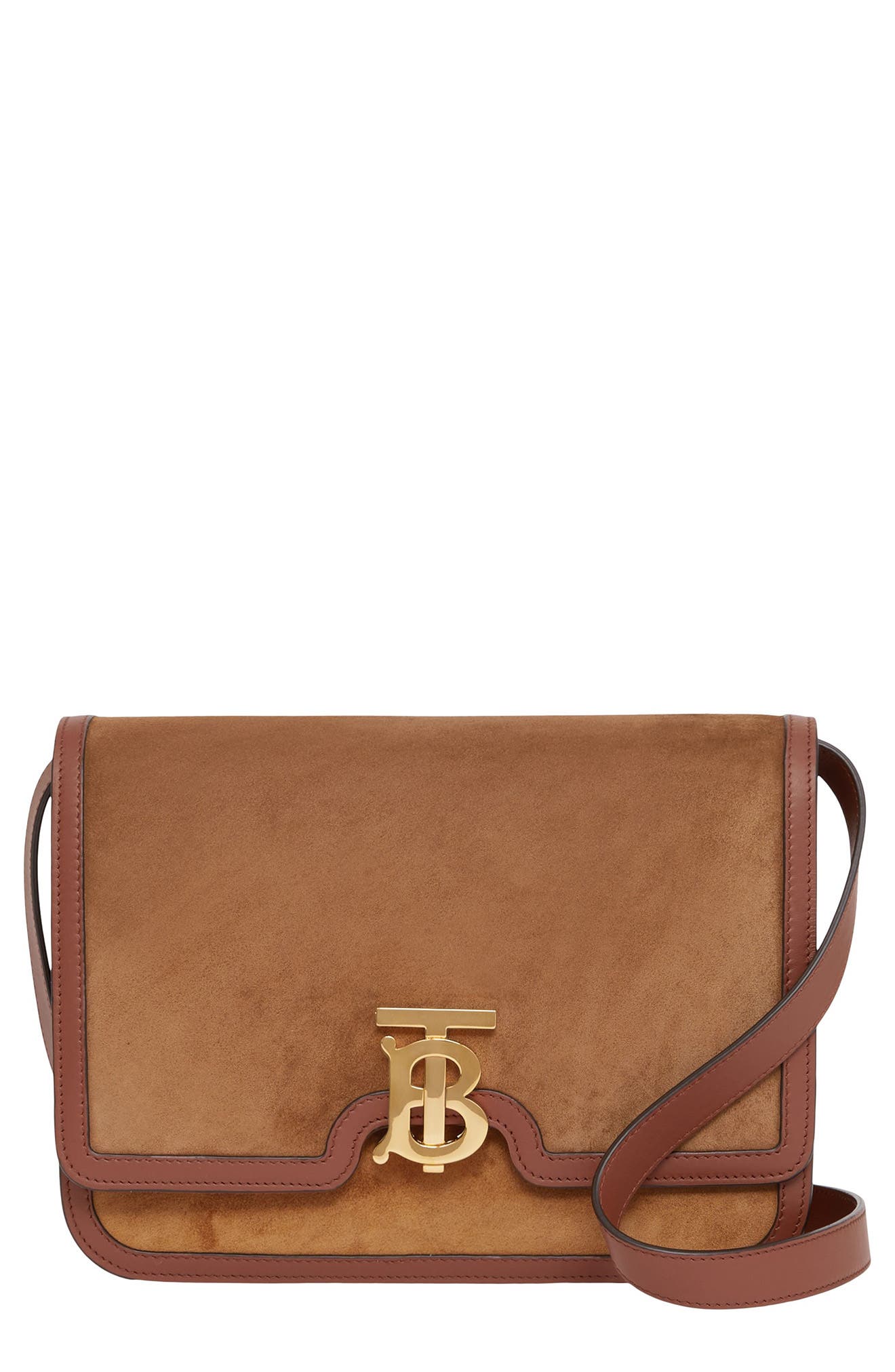 BURBERRY Medium TB Suede & Leather Shoulder Bag Nordstrom