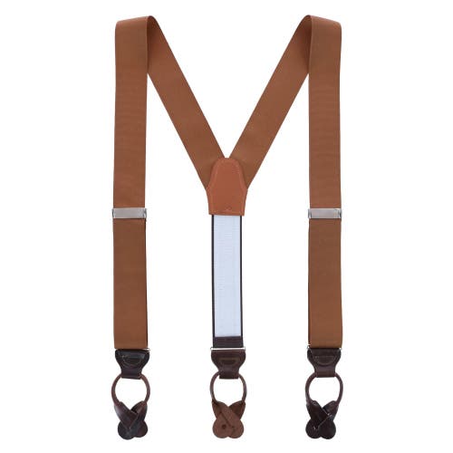 Trafalgar Phoenix 38mm Grosgrain Non Stretch Ribbon Button End Suspenders In Brown