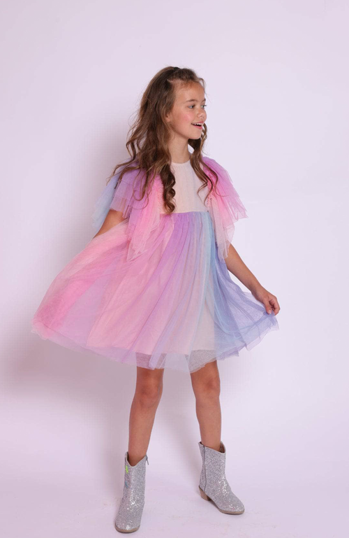 Shop Lola + The Boys Cotton Candy Dream Tulle Dress In Multicolor