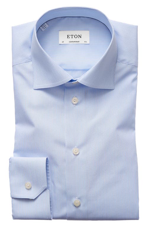 Eton Contemporary Fit Stripe Dress Shirt Blue at Nordstrom,