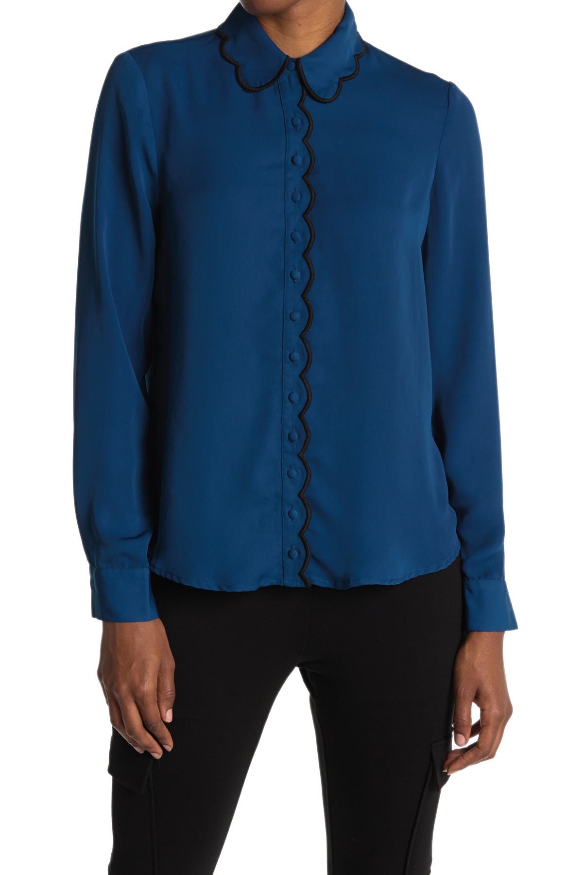 Laundry By Shelli Segal Embroidered Scallop Detail Blouse Nordstrom