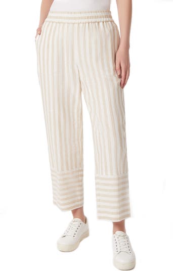 Jones New York Stripe Linen Blend Wide Leg Crop Pants | Nordstrom