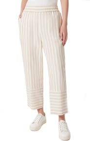 Jones New York Stripe Linen Blend Wide Leg Crop Pants