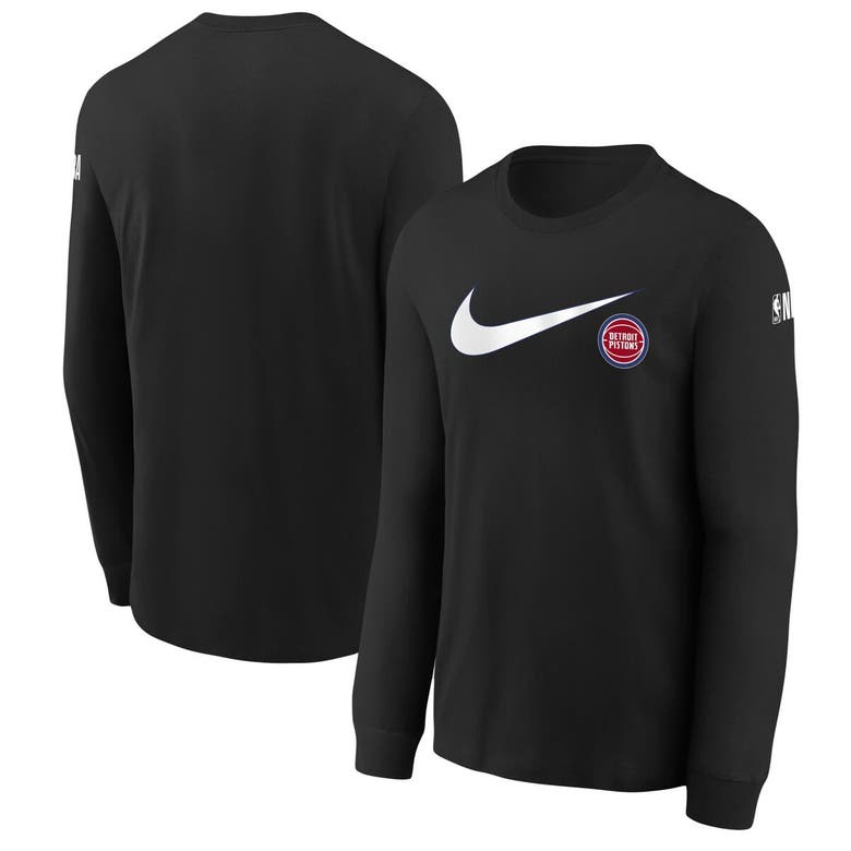 Nike Kids' Youth  Black Detroit Pistons Swoosh Long Sleeve T-shirt